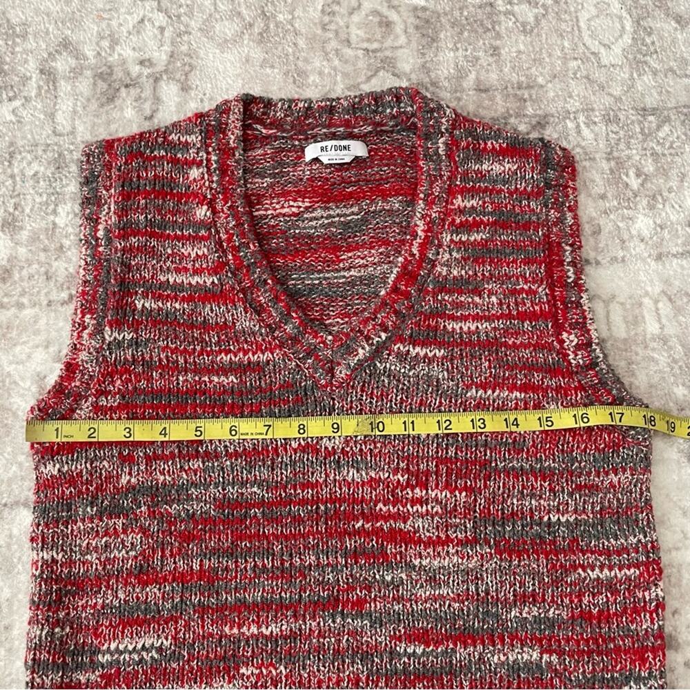 Re/Done 60s Sweater Vest Red Multi Knit Small Grandpacore - Picture 9 of 10